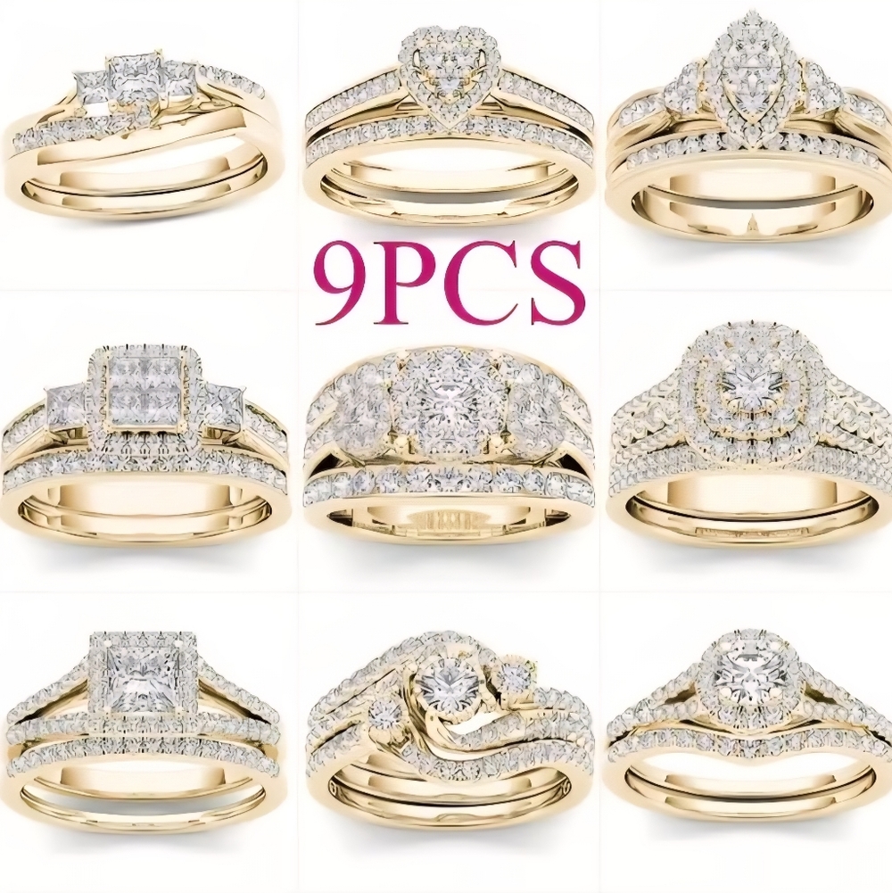 9 Sets Of Women's Gold Rings